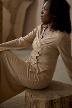 SEREIN | Ruched Button-Up Top